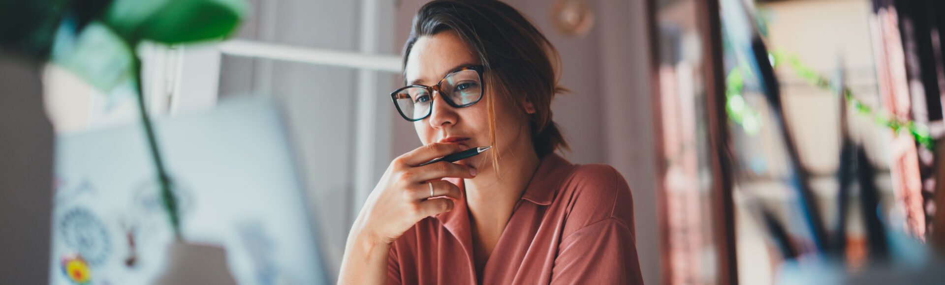 Woman looking at her laptop