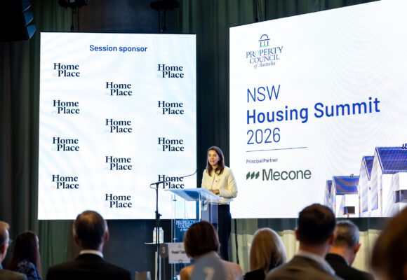 NSW Minister for Housing and Homelessness, Rose Jackson on stage at the summit